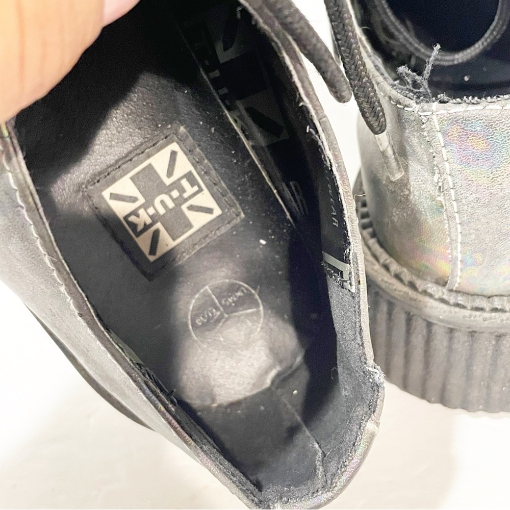 TUK Women’s Size 8 Grey METALLIC SILVER MONDO LOW SOLE CREEPER - Picture 5 of 7